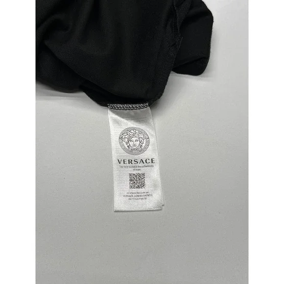Versace Black Polo Shirt Gold Medusa Zipper Short Sleeve Menswear Large - Picture 8 of 8